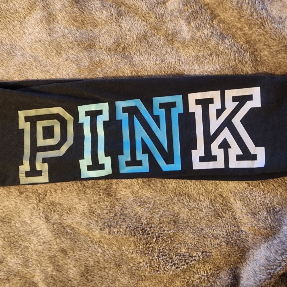 VS PINK Black Leggings Block Letters S